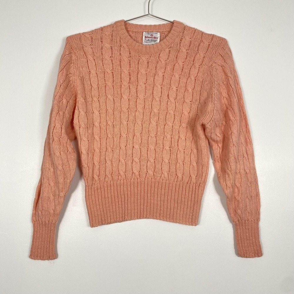 Redwood & Ross By McGeorge Sweater Womens‎ 38 Peach CableKnit Alpaca Scotland